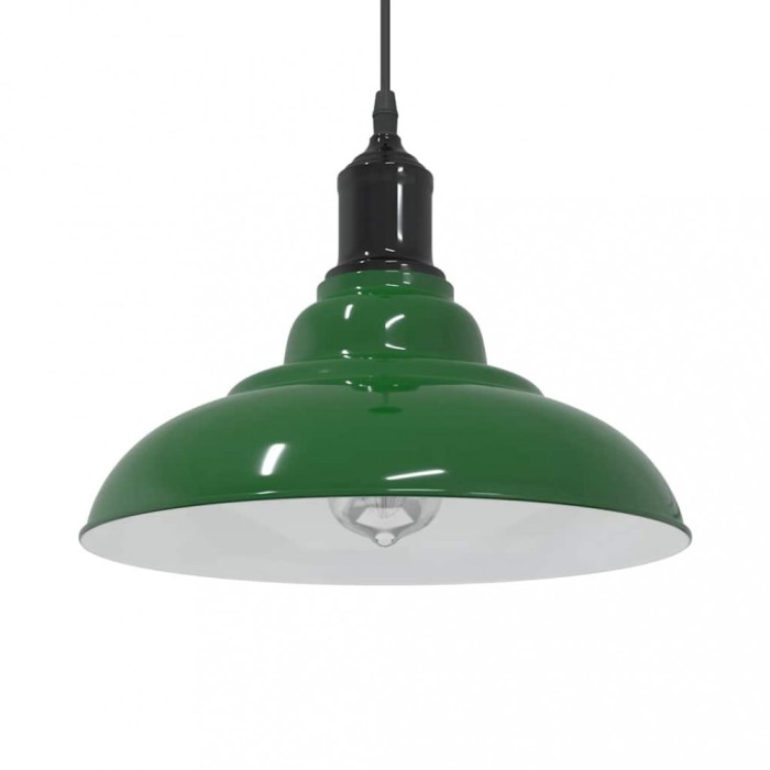 vidaXL Lampă suspendată reglabilă pe &icirc;nălțime E27 verde lucios metal