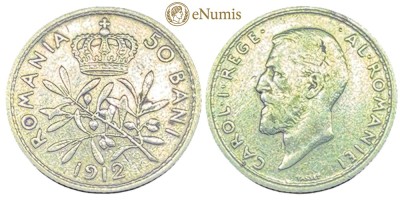(M108) 50 Bani 1912 Brussels Argint Romania - Km  41 foto