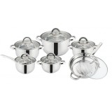 Cumpara ieftin Set 12 Piese Oale Inox Grunberg GR-2441, Inductie, Capace Sticla Termorezistenta, 6 Vase, Distributie Uniforma Caldura