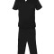 Costum Medical Pe Stil, Negru cu Elastan, Model Classic Barbati - M, XS