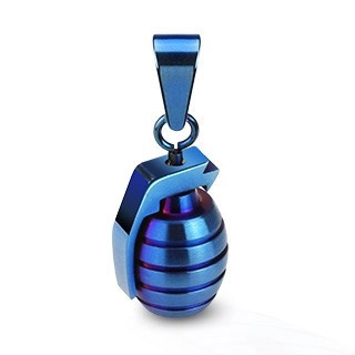 Pandantiv grenadă din oțel - Culoare: Albastru foto