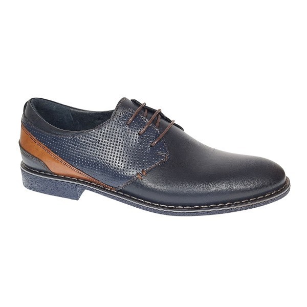 Pantofi barbati casual din piele naturala bleumarin SIR142BL