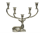 Suport pentru 5 lumanari Deer, 35x7.5x33 cm, aluminiu, argintiu, Decoris
