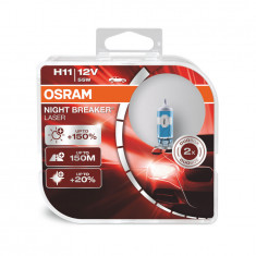 Set Bec Halogen H11 Osram Night Breaker Laser 150, 2 buc