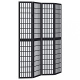 Cumpara ieftin Paravan de camera cu 4 panouri, negru, lemn masiv paulownia