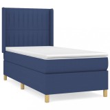 Cumpara ieftin Pat box spring cu saltea, albastru, 80x200 cm, textil