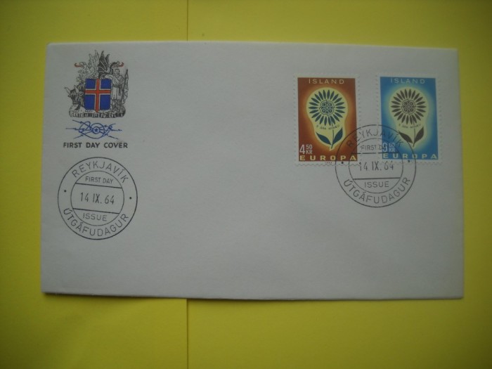 HOPCT PLIC FDC S NR 120 ISLANDA -EUROPA CEPT 1964