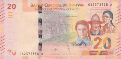 Bancnota Bolivia 20 Bolivianos L1986 (2018) - P249 UNC foto