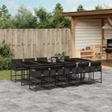 Gossi set mobilier de exterior cu perne, 11 piese, negru, poliratan