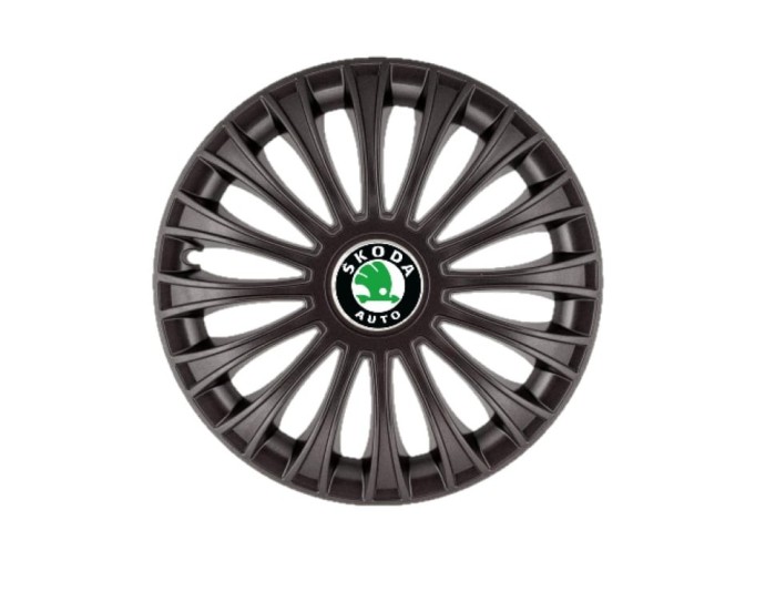 Set 4 capace roti Dino Negru R16 pentru gama auto Skoda