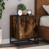 Gossi noptiera 2 buc stejar afumat 40x31x50cm lemn prelucrat si metal