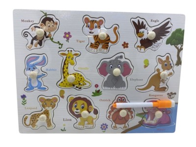 Incastre lemn animale salbatice si tablita de desen foto