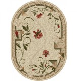 Covor Oval Model Lotos 587-116, Marime 60 x 110 cm, Crem, Inaltime Fir 8 mm, Antialergic, Polipropilena, Living, Dormitor, Sufragerie, Birou