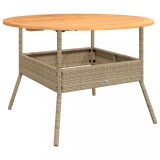 Cumpara ieftin Masa gradina, blat din lemn acacia, bej, &Oslash;110x71 cm poliratan