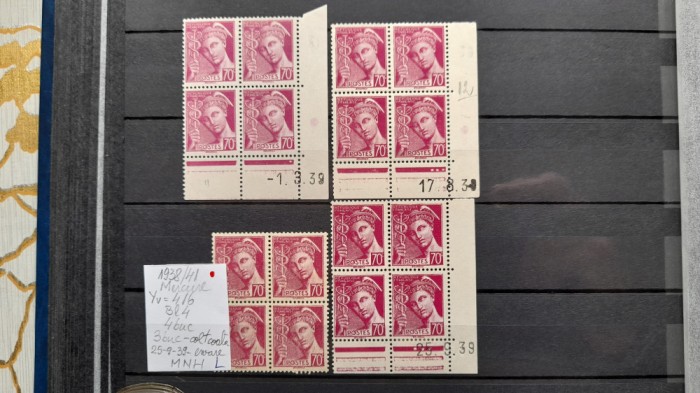 1938-1941-Franta-MercurYT416 -4 bl4- MNH