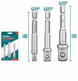 Set 3 adaptoare TOTAL 1/4&rdquo;, 3/8&rdquo;,1/2&rdquo;