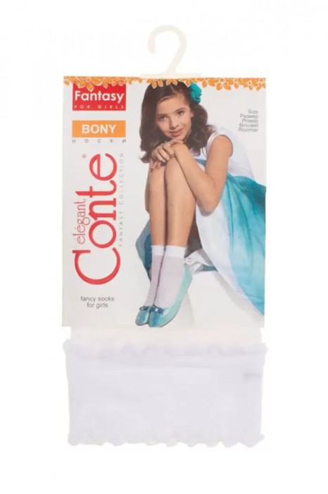 Șosete scurte 1/2 copii, cu model Romburi, Bony 20 Den - Alb, 27-32 (18-20 CM)