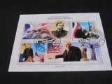 190 Ani de la Nașterea lui Gustave Eiffel, Turnul Eiffel &amp; Statuia Libertății - Bloc Filatelic Sierra Leone, Aviatie, Stampilat