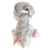 Esarfa din matase in nuante de alb si bej 100x180 cm