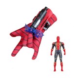 Manusa Spiderman cu Ventuze si Figurina, IdeallStore&reg;, Lansator, Baieti, 9 Ani+, Rosu