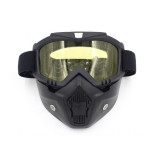 Masca protectie fata din plastic dur + ochelari ski, lentila galbena, model GD03