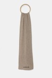 La Mania esarfa de lana MERINOWOOL culoarea bej, cu imprimeu, MERINOWOOL.SCARF