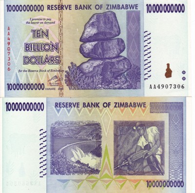 ZIMBABWE 10.000.000.000 dollars 2008 UNC!!! foto