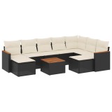 Cumpara ieftin Set canapele de gradina cu perne, 10 piese, negru, poliratan