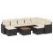 Set canapele de gradina cu perne, 10 piese, negru, poliratan