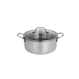 Oala Zilan ZLN9648 cu capac, tri-ply, inox, antiaderent, protectie la zgarieturi, usor de spalat, 24 cm,4.3L