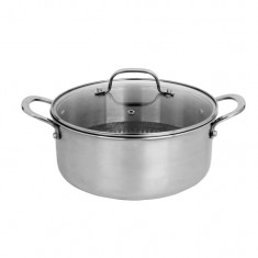 Oala Zilan ZLN9648 cu capac, tri-ply, inox, antiaderent, protectie la zgarieturi, usor de spalat, 24 cm,4.3L