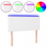 Cumpara ieftin Tablie de pat cu LED, alb, 80x5x78/88 cm, piele ecologica