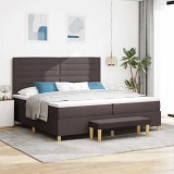 Cumpara ieftin Pat cu arcuri cu saltea Maro &icirc;nchis 200 x 200 cm țesătură