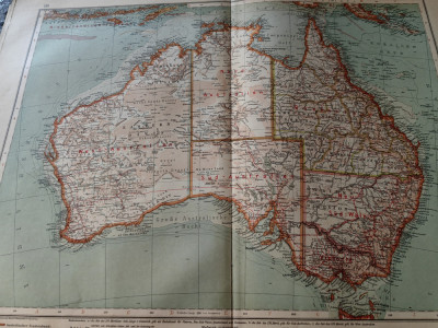 Harta veche State Australia, 1900, stare perfecta, 60x45 cm, foto