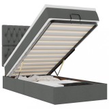 Cumpara ieftin Cadru de pat otoman cu saltele Gri inchis 90x190cm tesatura