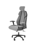Scaun directorial HM Chrono, suport lombar, mecanism de balans, tetiera reglabila, piele ecologica/stofa, 120 kg, gri/negru
