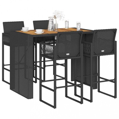 vidaXL Set mobilier bar de grădină fără perne 5 piese negru poliratan 3328889 foto