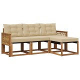 vidaXL Set de canapele de exterior cu pernă 4 pcs Natural și Bej 3381877