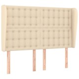 Cumpara ieftin Tablie de pat cu aripioare, crem, 147x23x118/128 cm, textil