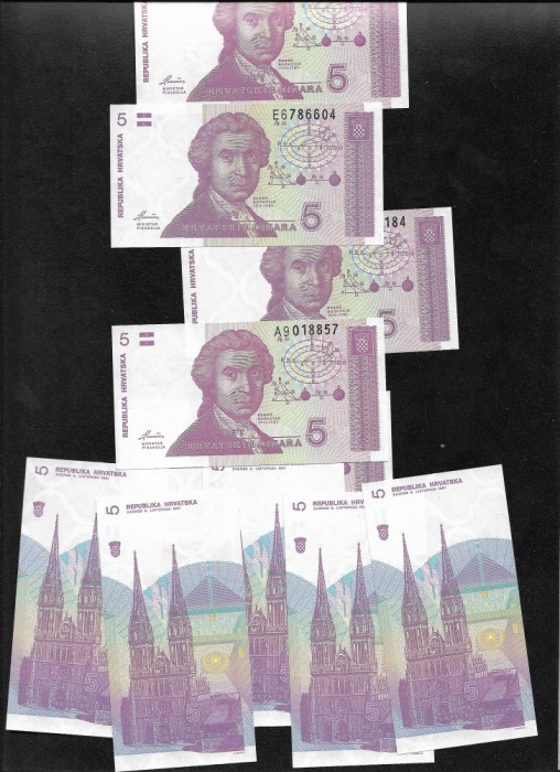 Croatia 5 dinari 1991 unc pret pe bucata