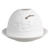 Cumpara ieftin Suport lumanare decor Craciun portelan alb &Oslash; 12x8 cm