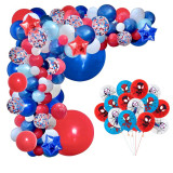 Set arcada baloane decorative Spiderman din 176 piese, aranjament pentru petrecere, calitate latex Extra, Albastru si Rosu