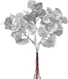 Crenguta decorativa argintie MagicHome pentru aranjamente de Craciun, 17 cm