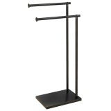 HOMCOM Suport Prosoape cu 2 Brațe, Suport Baie din Metal, 35,5x20x78 cm, Negru | Aosom Romania