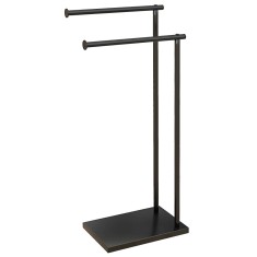 HOMCOM Suport Prosoape cu 2 Brațe, Suport Baie din Metal, 35,5x20x78 cm, Negru | Aosom Romania