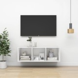 Cumpara ieftin Dulap TV montat pe perete, alb extralucios, 37x37x107 cm, PAL