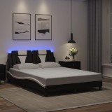 Cumpara ieftin Gossi cadru de pat cu led, negru si alb, 140x200 cm, piele ecologica