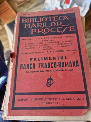 Bilioteca Marilor Procese, Volumul XI, Falimentul Banca Franco - Romana - Virgil Z, Soare foto