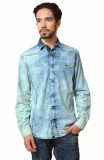 Camasa barbateasca din denim bleu - prespalata - M