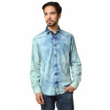 Camasa barbateasca din denim bleu - prespalata - L